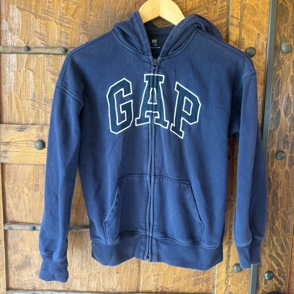 GAP Other - Gap Zip Up Hoodie Kids L 10 Navy Blue Cotton Blend Logo Fleece Sweatshirt